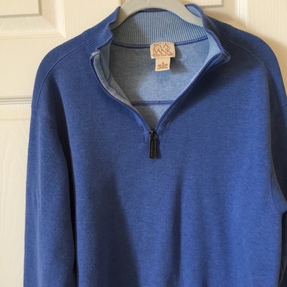 Jos A Bank Men's Blue Cotton Quarter Zip Sweater Medium - Picture 7 of 8